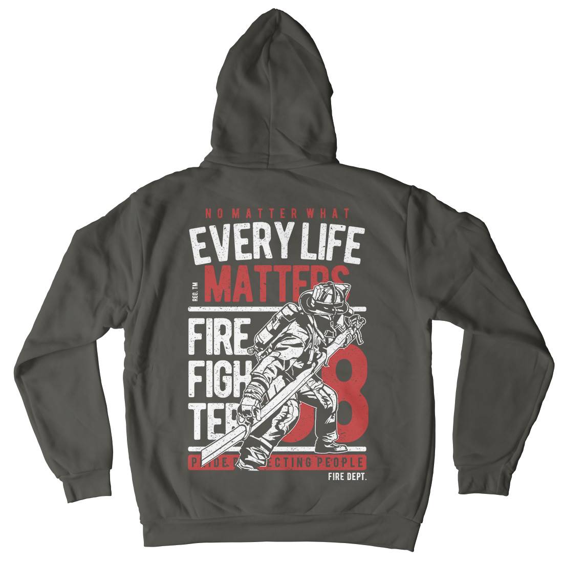 Every Life Matters Mens Hoodie With Pocket Firefighters A650