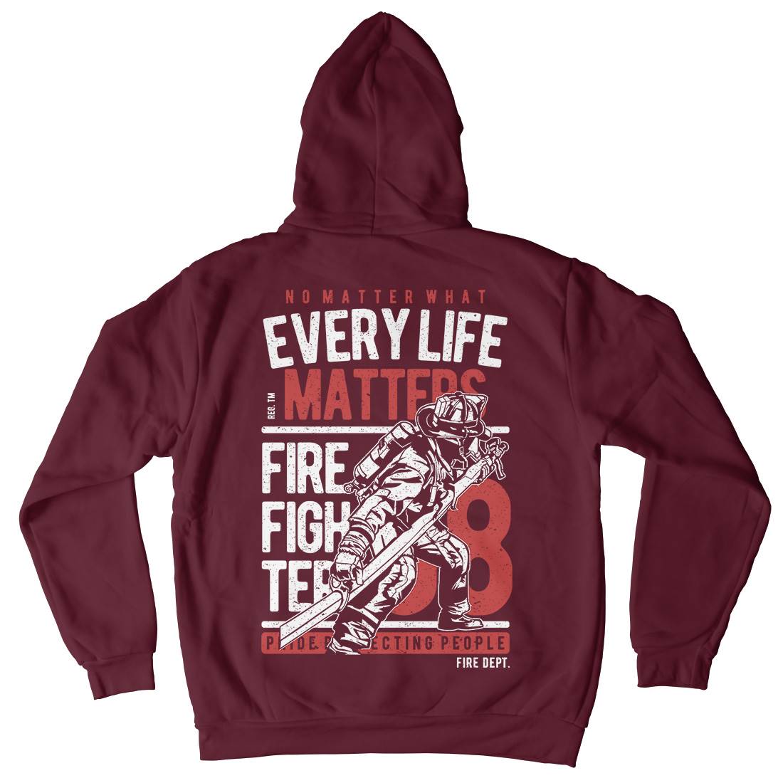 Every Life Matters Mens Hoodie With Pocket Firefighters A650
