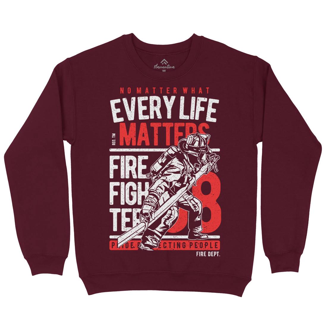 Every Life Matters Mens Crew Neck Sweatshirt Firefighters A650