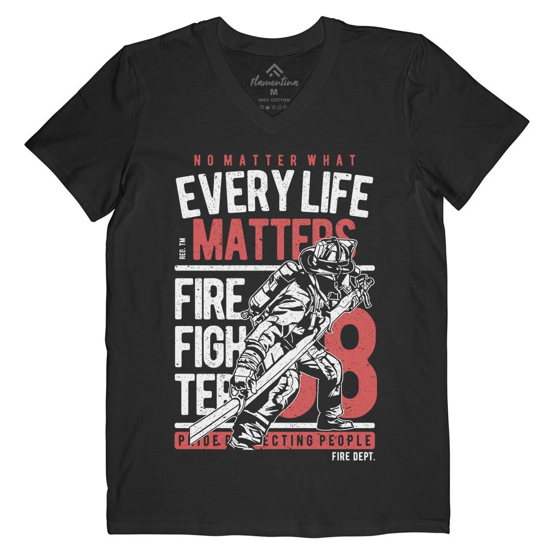 Every Life Matters Mens Organic V-Neck T-Shirt Firefighters A650