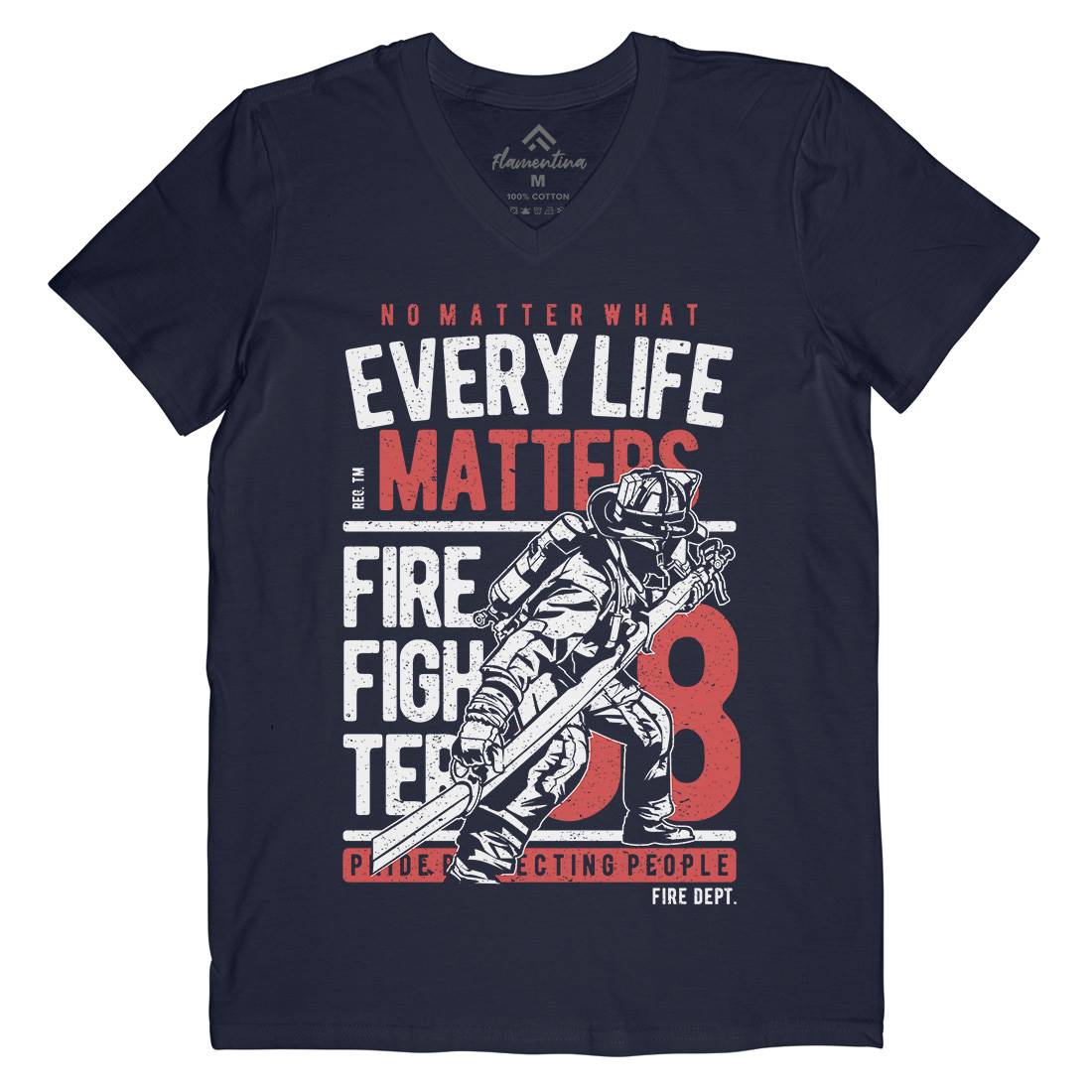 Every Life Matters Mens Organic V-Neck T-Shirt Firefighters A650