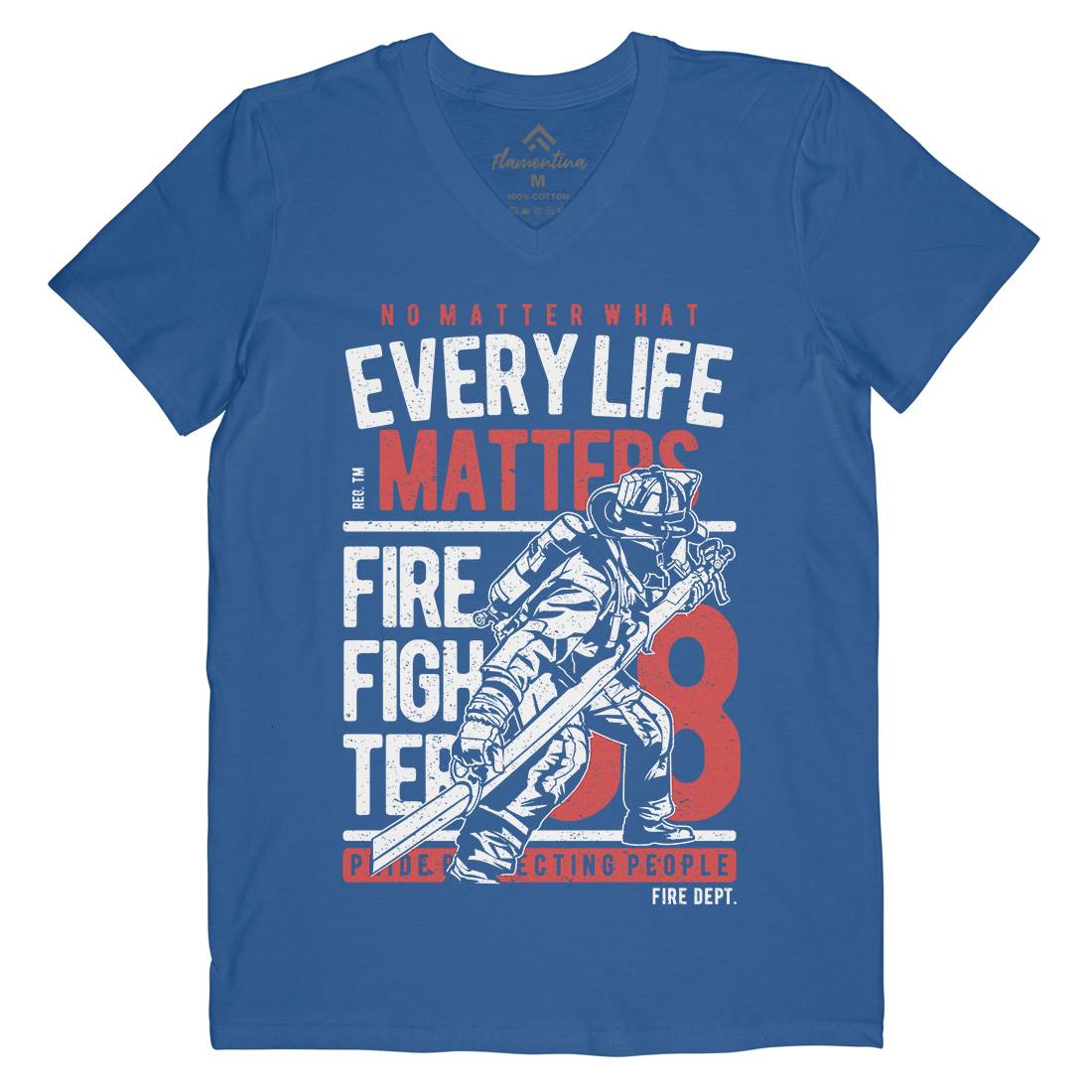 Every Life Matters Mens V-Neck T-Shirt Firefighters A650