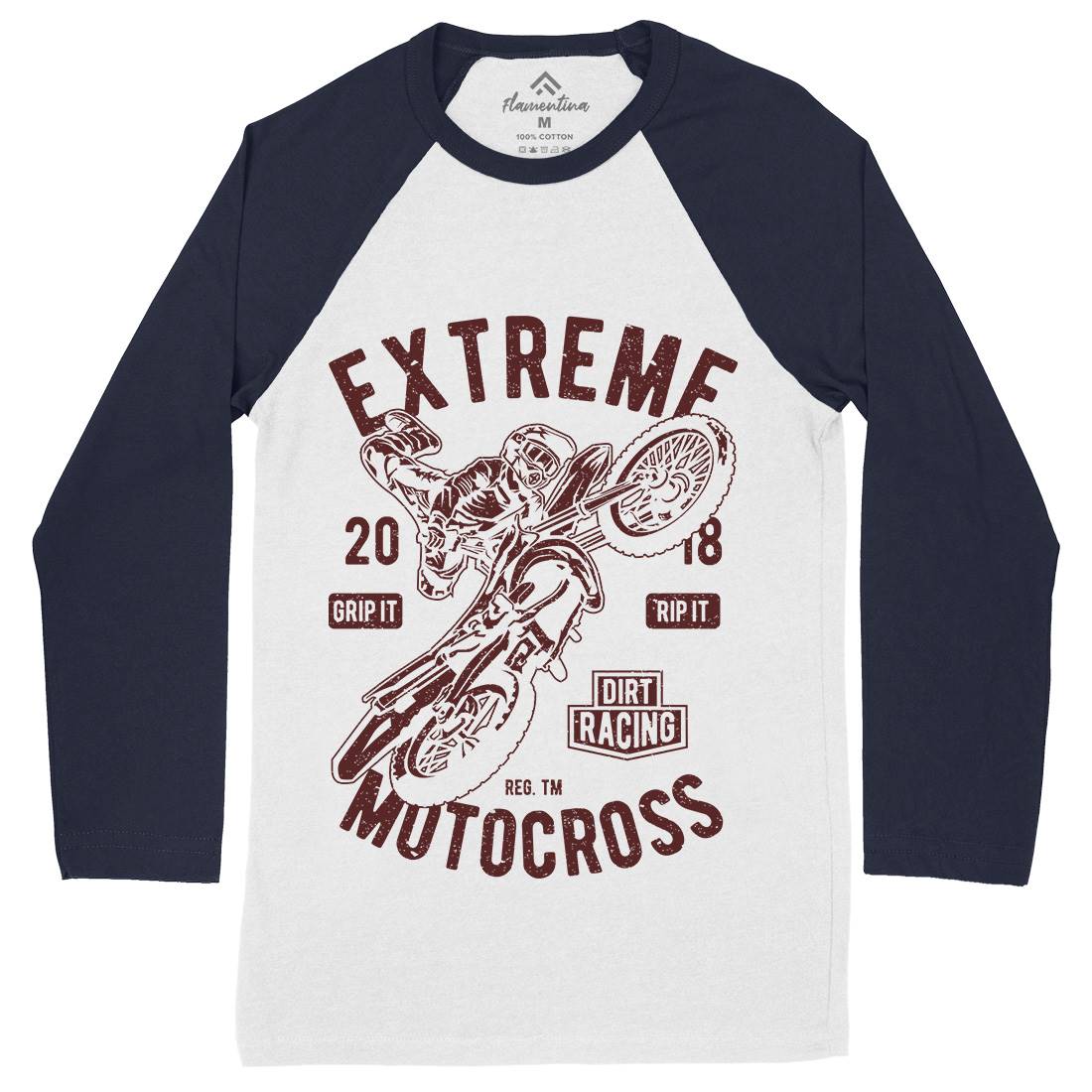 Extreme Motocross Mens Long Sleeve Baseball T-Shirt Motorcycles A651