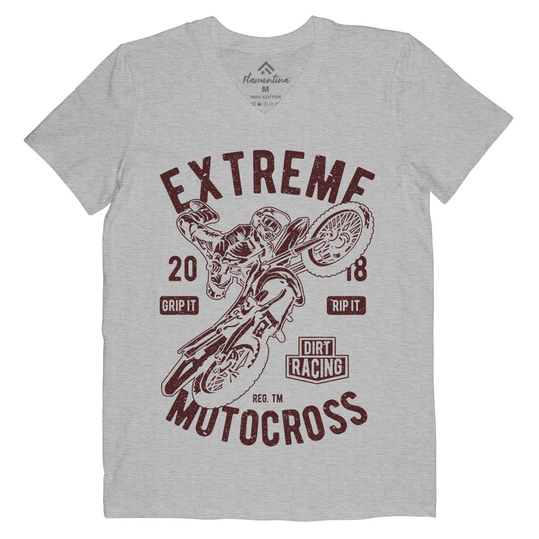 Extreme Motocross Mens V-Neck T-Shirt Motorcycles A651