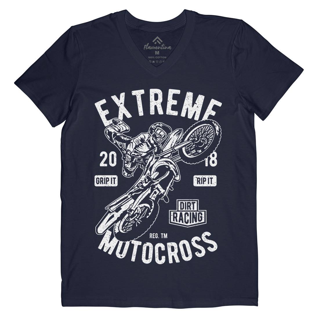 Extreme Motocross Mens Organic V-Neck T-Shirt Motorcycles A651