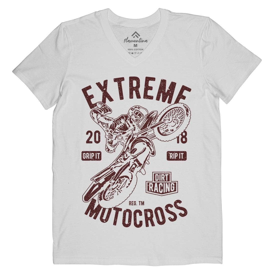 Extreme Motocross Mens Organic V-Neck T-Shirt Motorcycles A651