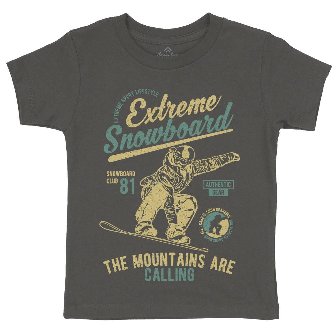 Extreme Snowboard Kids Organic Crew Neck T-Shirt Sport A652