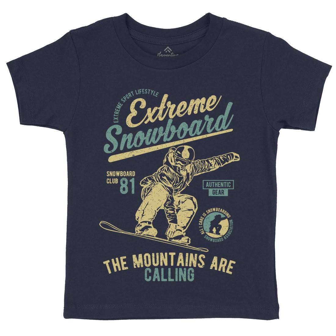 Extreme Snowboard Kids Organic Crew Neck T-Shirt Sport A652