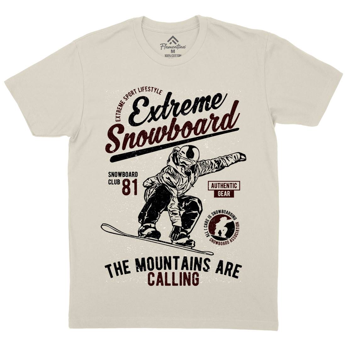 Extreme Snowboard Mens Organic Crew Neck T-Shirt Sport A652
