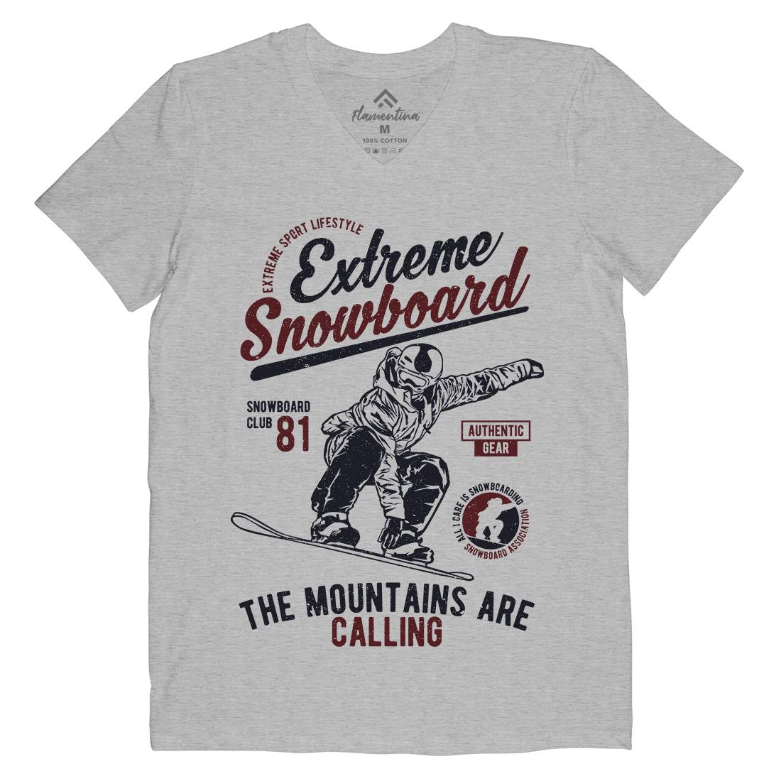 Extreme Snowboard Mens V-Neck T-Shirt Sport A652
