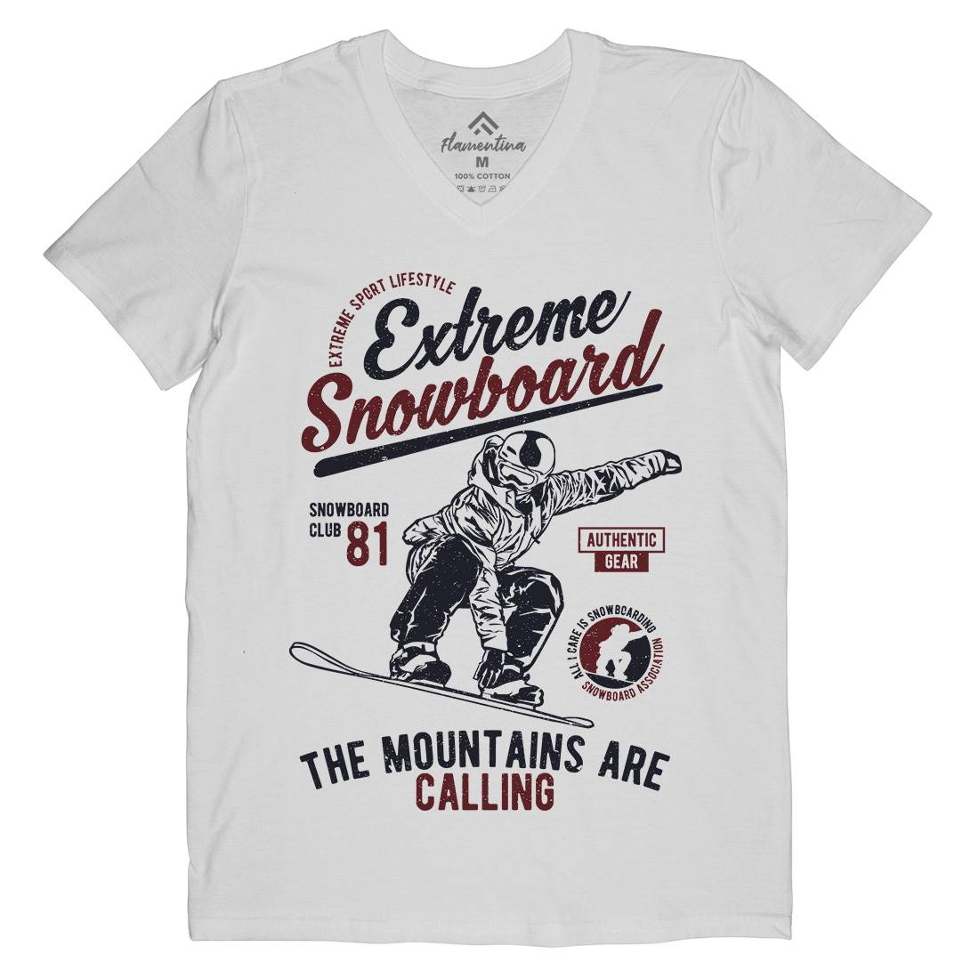 Extreme Snowboard Mens Organic V-Neck T-Shirt Sport A652