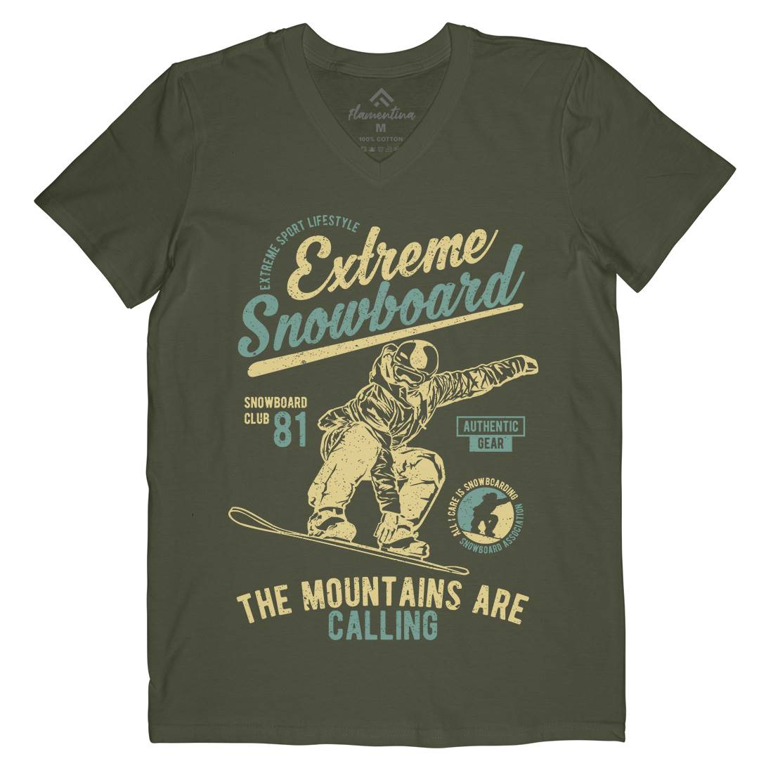 Extreme Snowboard Mens Organic V-Neck T-Shirt Sport A652