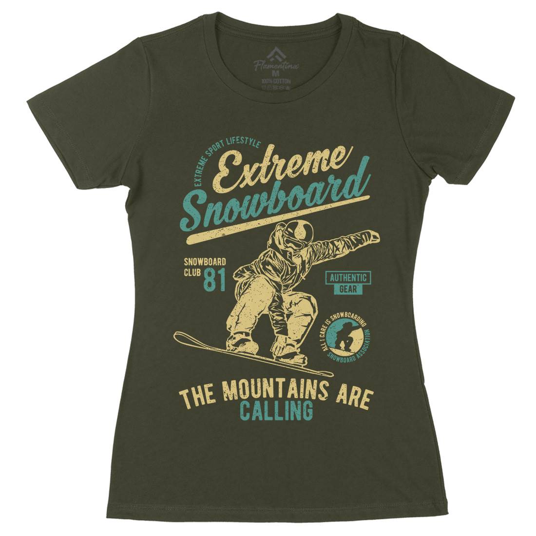 Extreme Snowboard Womens Organic Crew Neck T-Shirt Sport A652