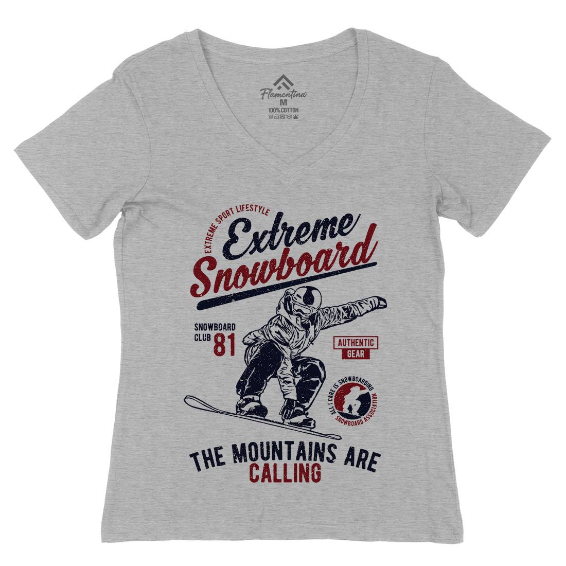 Extreme Snowboard Womens Organic V-Neck T-Shirt Sport A652
