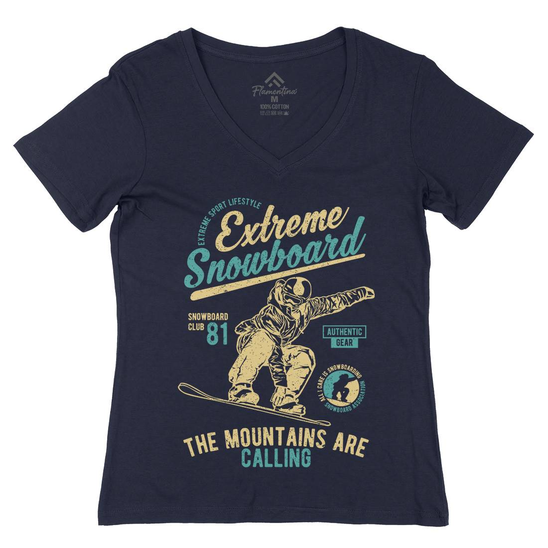 Extreme Snowboard Womens Organic V-Neck T-Shirt Sport A652