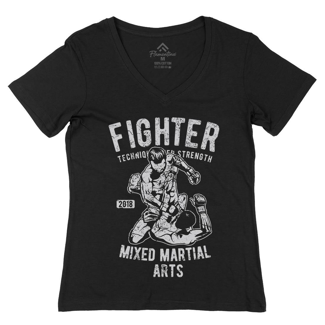 Fighter Womens Organic V-Neck T-Shirt Sport A654
