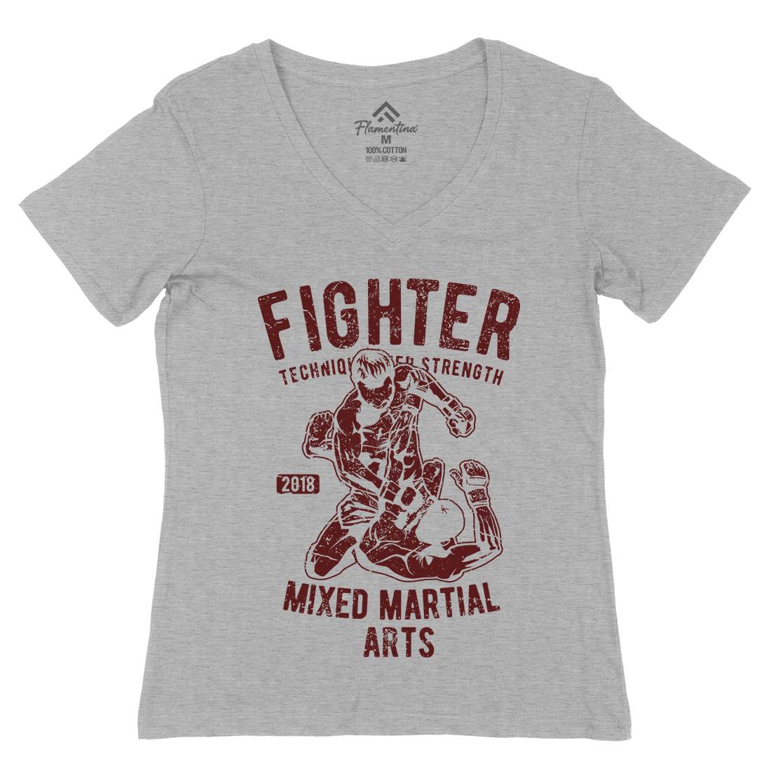 Fighter Womens Organic V-Neck T-Shirt Sport A654