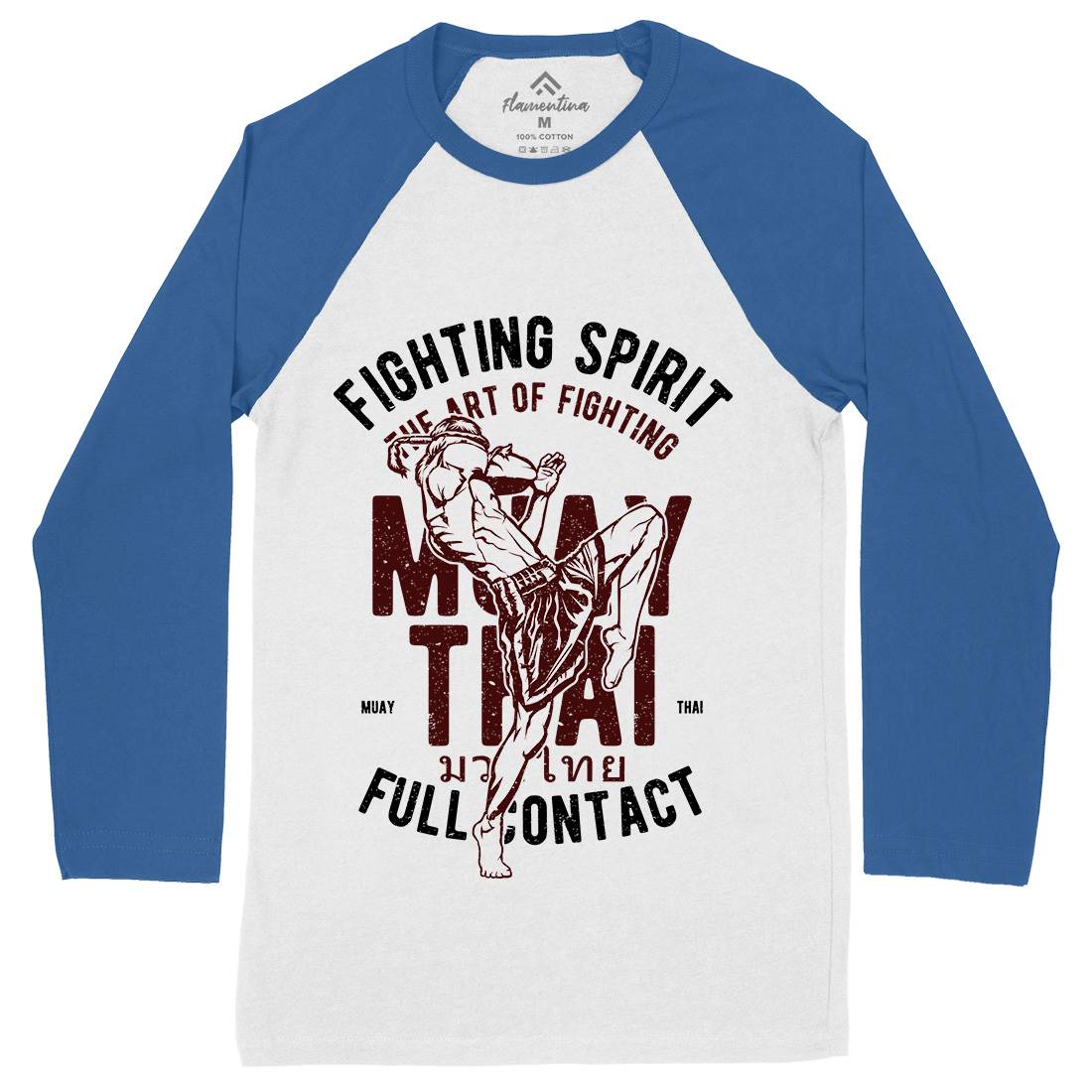 Fighting Spirit Mens Long Sleeve Baseball T-Shirt Sport A655