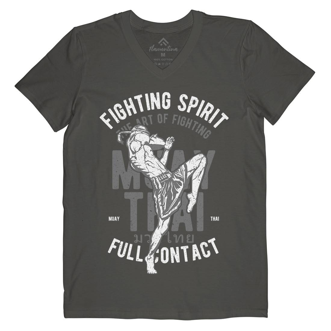 Fighting Spirit Mens V-Neck T-Shirt Sport A655