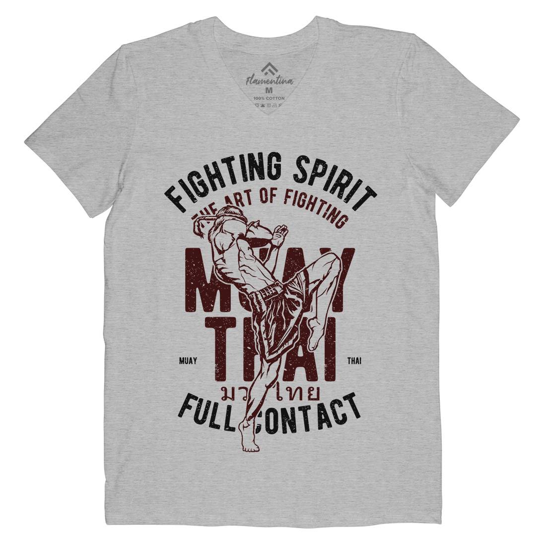 Fighting Spirit Mens Organic V-Neck T-Shirt Sport A655