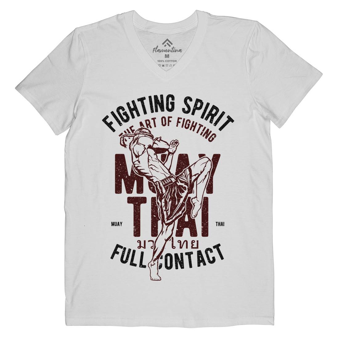 Fighting Spirit Mens V-Neck T-Shirt Sport A655