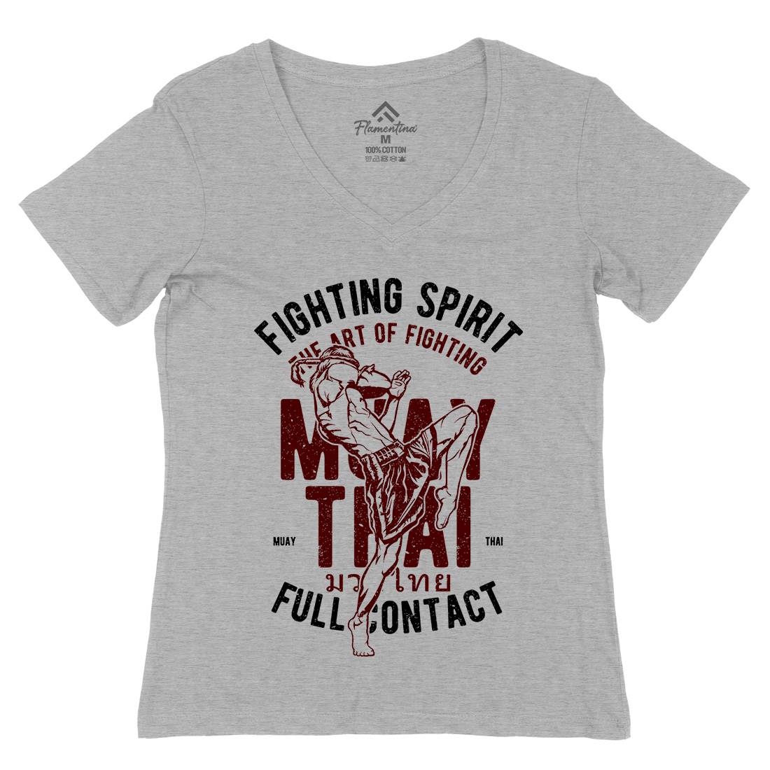 Fighting Spirit Womens Organic V-Neck T-Shirt Sport A655