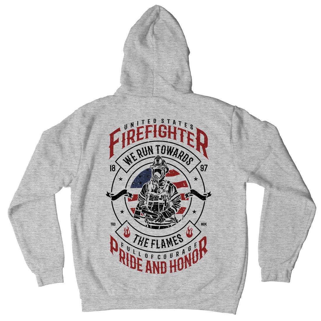 Flames Mens Hoodie With Pocket Firefighters A656