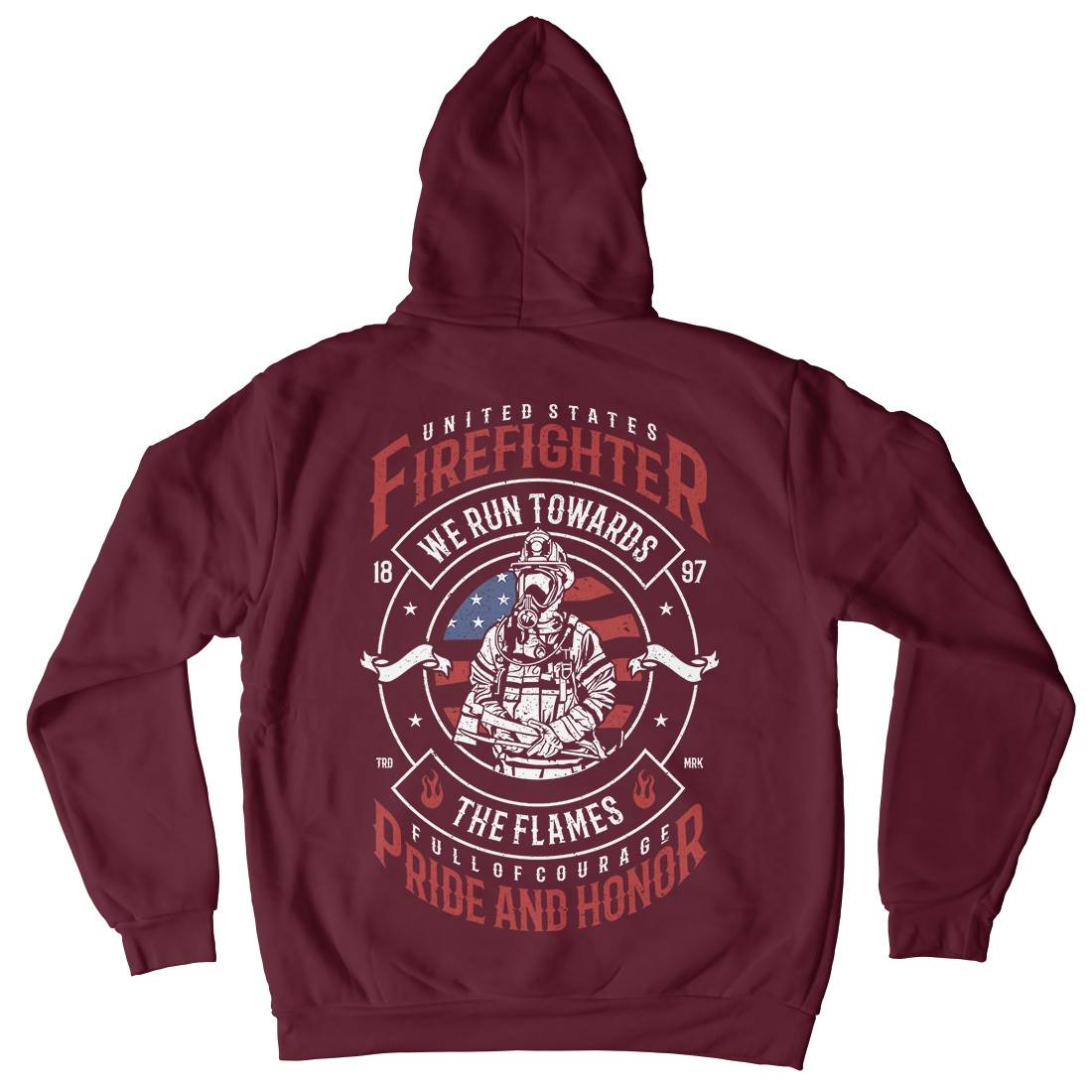 Flames Mens Hoodie With Pocket Firefighters A656