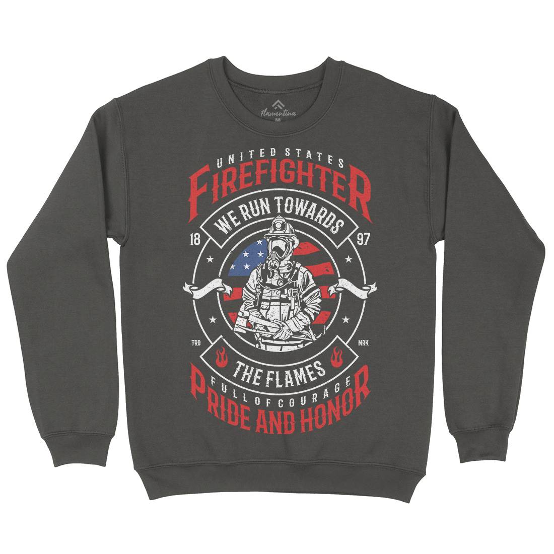 Flames Mens Crew Neck Sweatshirt Firefighters A656