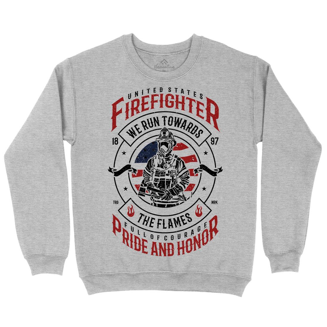 Flames Mens Crew Neck Sweatshirt Firefighters A656