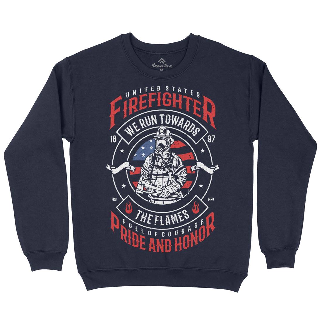 Flames Kids Crew Neck Sweatshirt Firefighters A656
