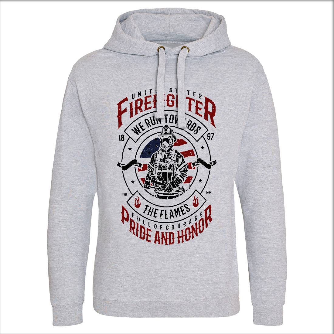 Flames Mens Hoodie Without Pocket Firefighters A656