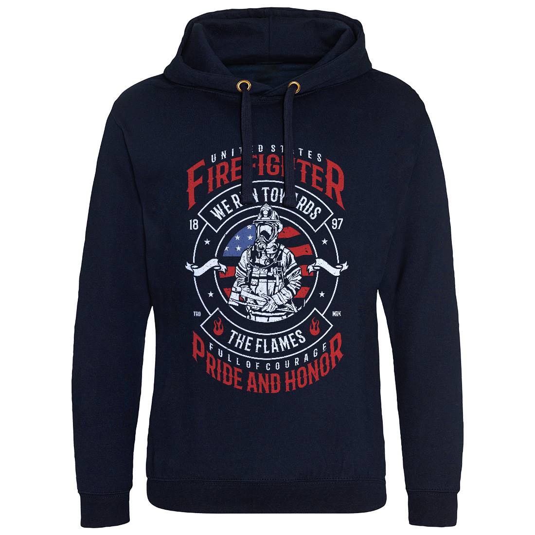 Flames Mens Hoodie Without Pocket Firefighters A656