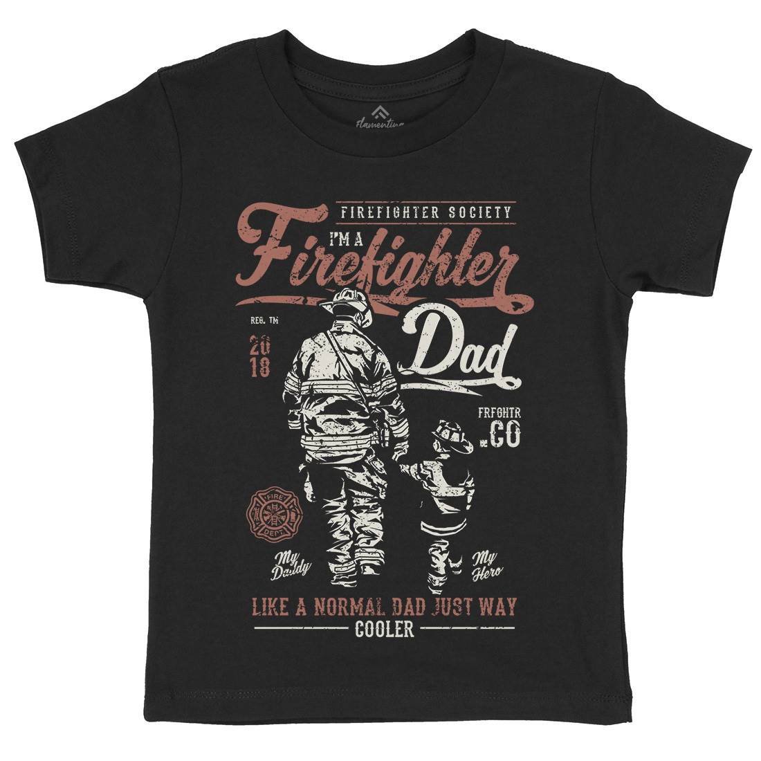 Dad Kids Organic Crew Neck T-Shirt Firefighters A657