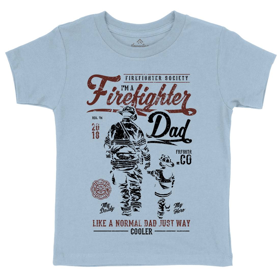 Dad Kids Crew Neck T-Shirt Firefighters A657