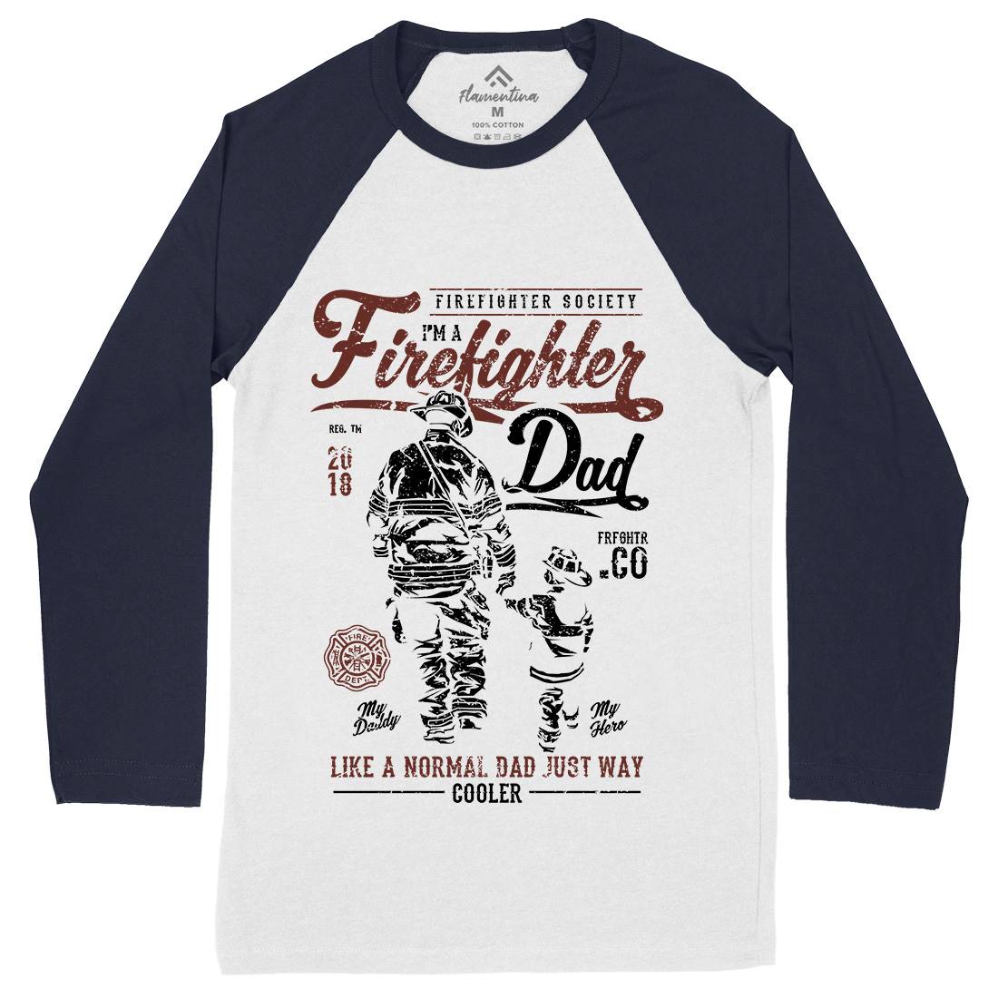 Dad Mens Long Sleeve Baseball T-Shirt Firefighters A657