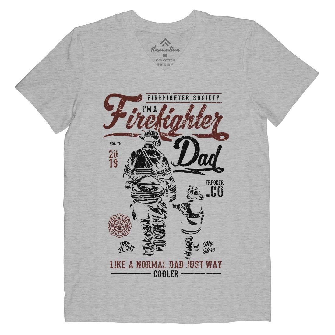 Dad Mens V-Neck T-Shirt Firefighters A657