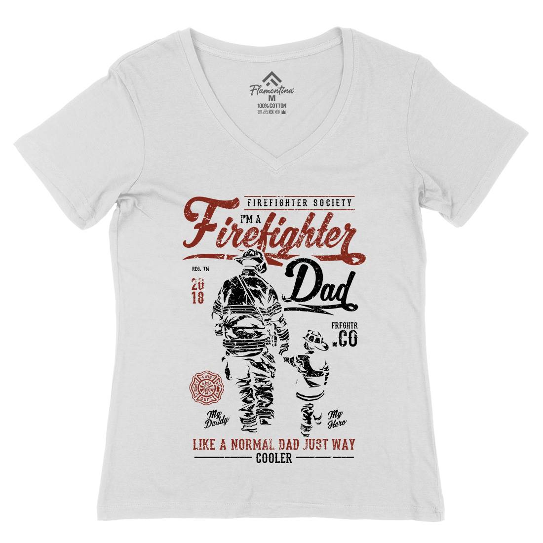Dad Womens Organic V-Neck T-Shirt Firefighters A657