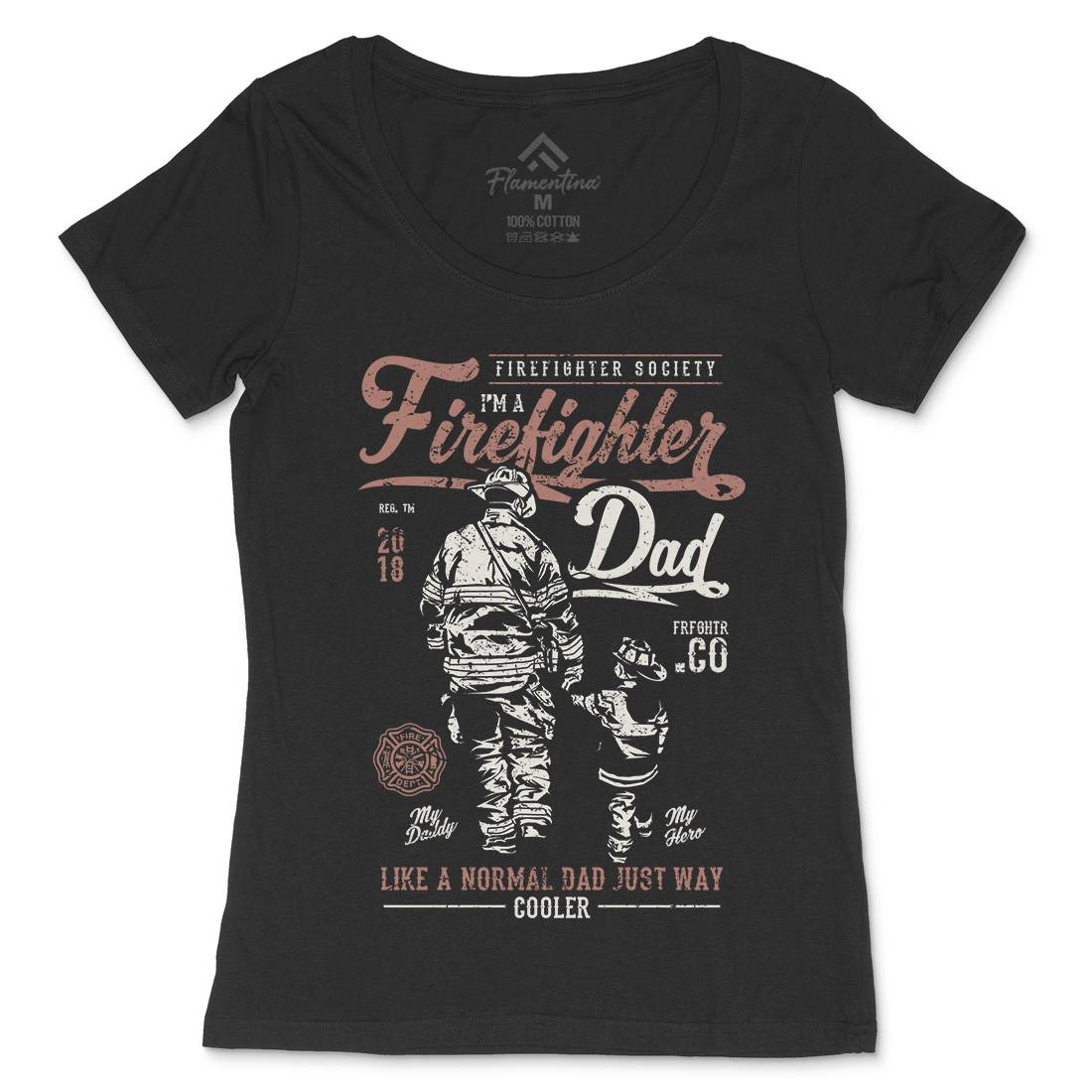 Dad Womens Scoop Neck T-Shirt Firefighters A657