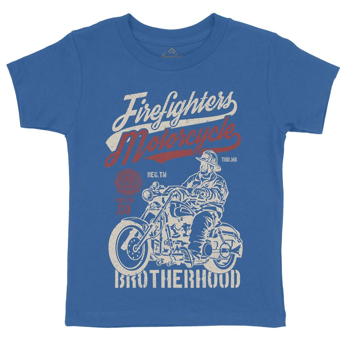Motorcycle Kids Crew Neck T-Shirt Firefighters A658