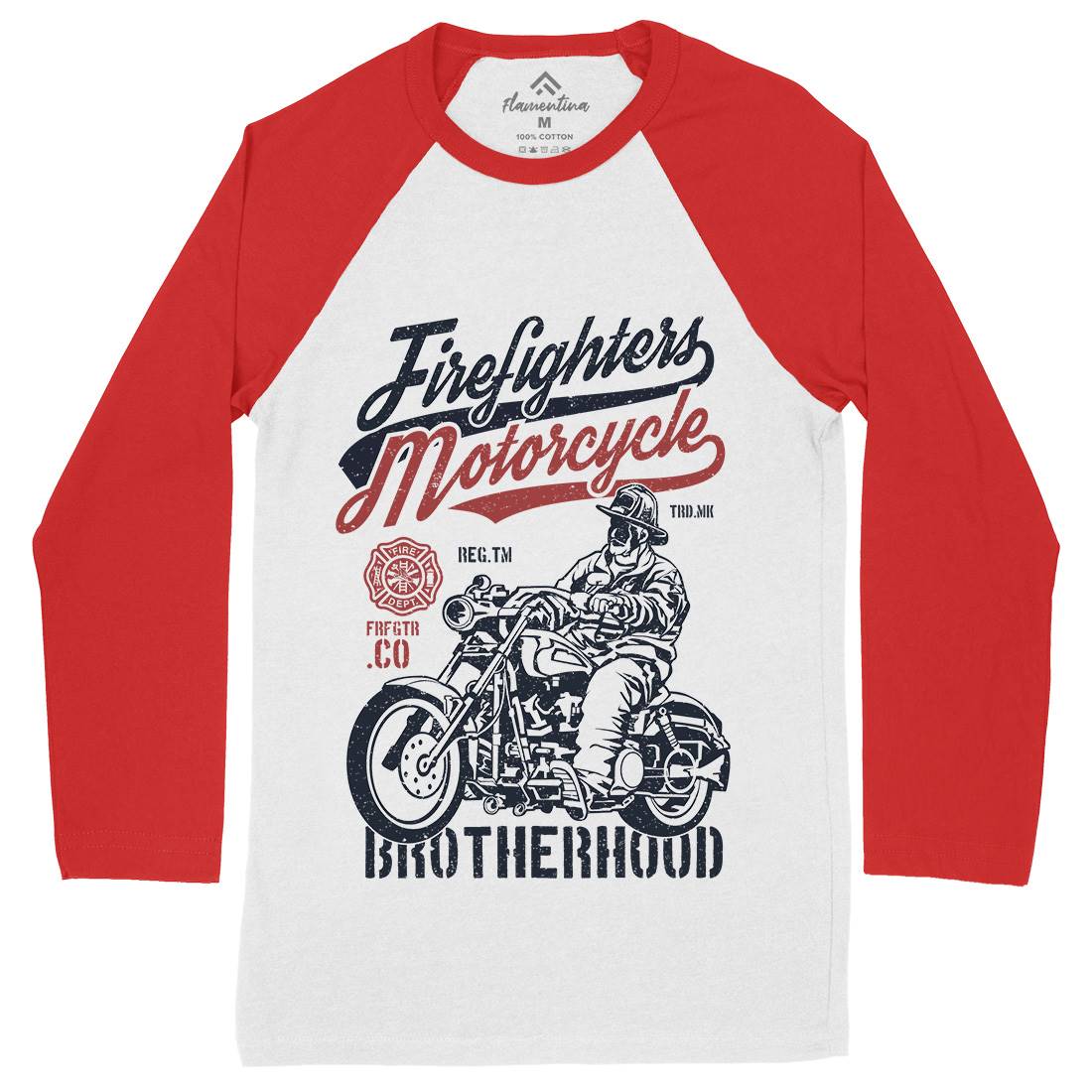 Motorcycle Mens Long Sleeve Baseball T-Shirt Firefighters A658