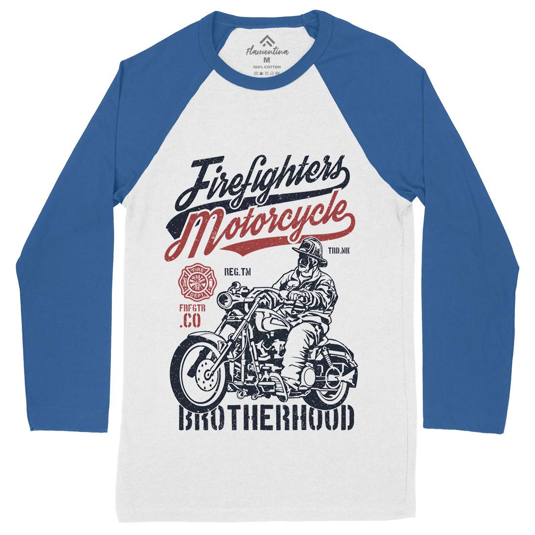 Motorcycle Mens Long Sleeve Baseball T-Shirt Firefighters A658