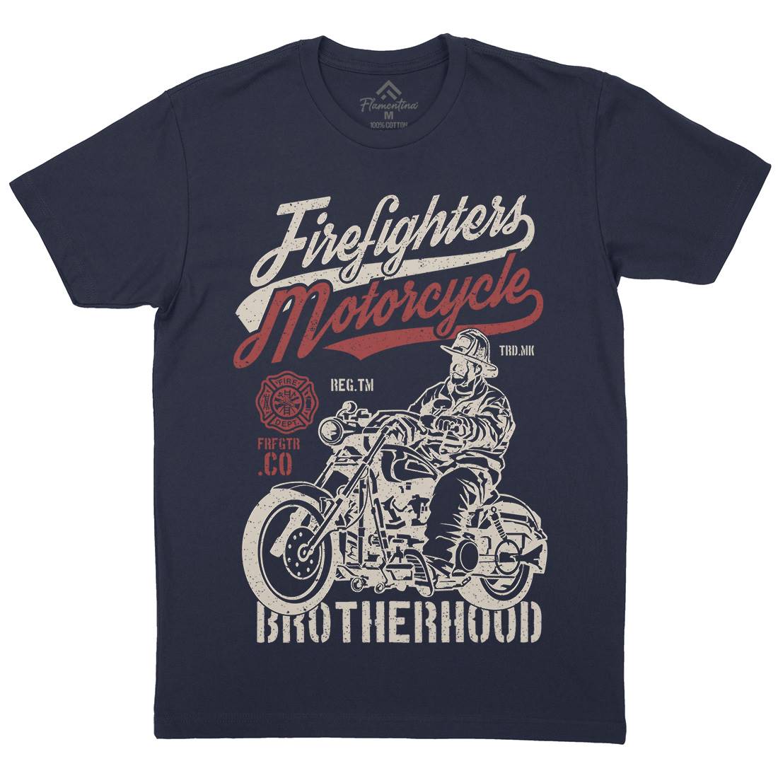 Motorcycle Mens Organic Crew Neck T-Shirt Firefighters A658