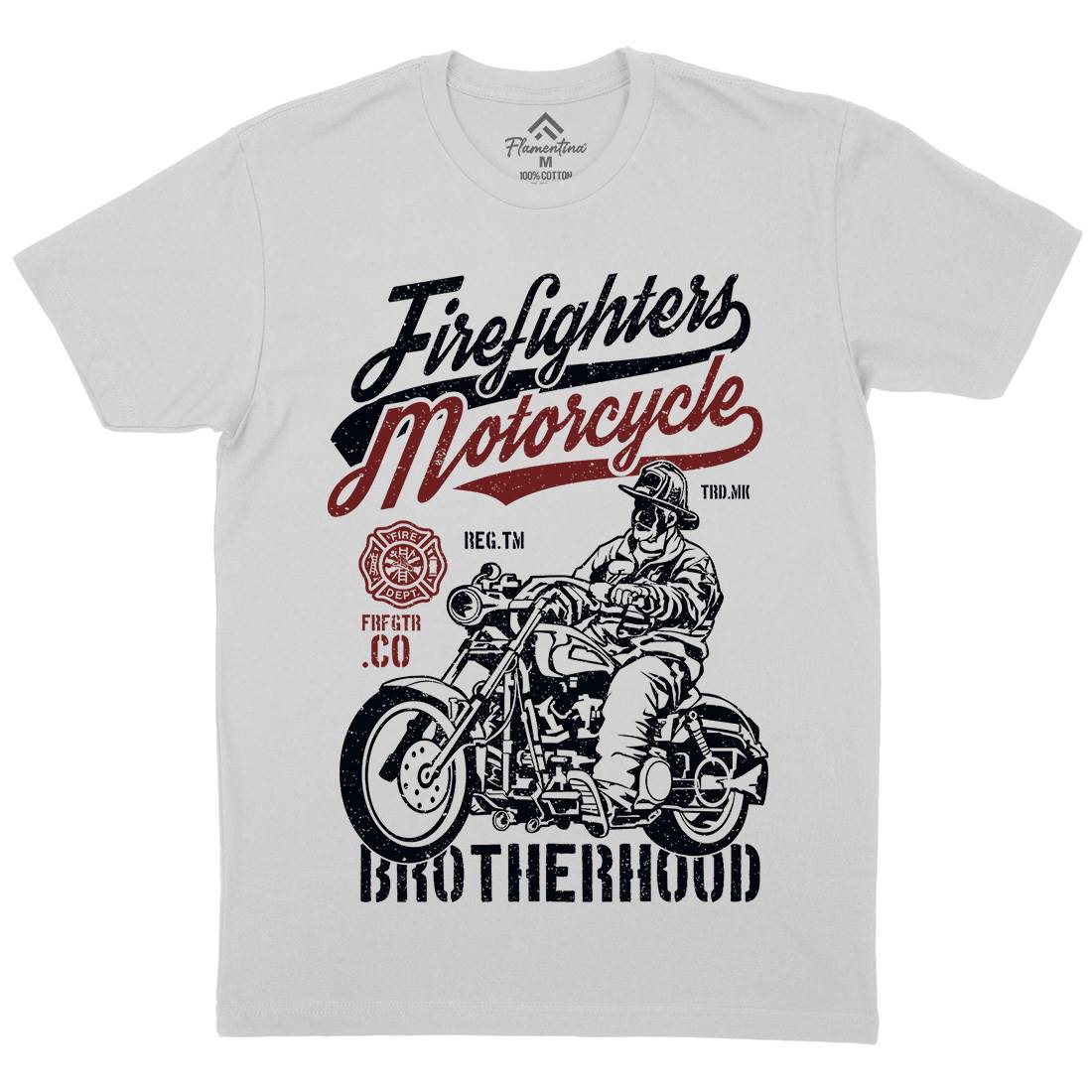 Motorcycle Mens Crew Neck T-Shirt Firefighters A658