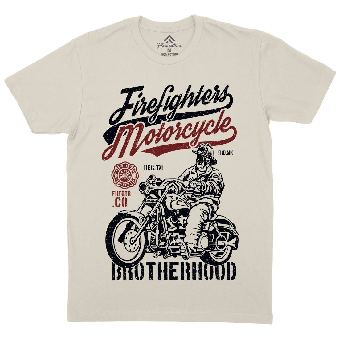 Motorcycle Mens Organic Crew Neck T-Shirt Firefighters A658