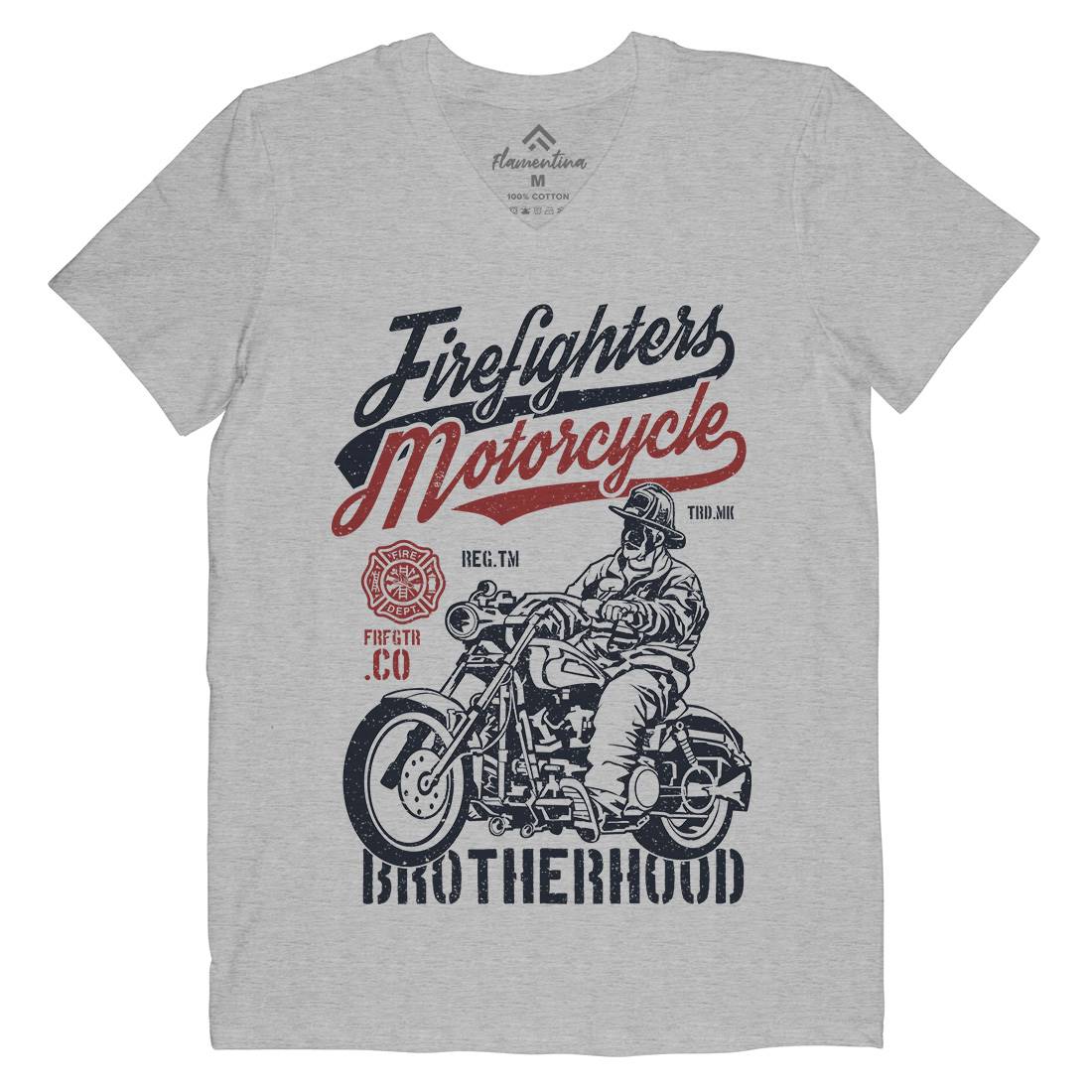 Motorcycle Mens V-Neck T-Shirt Firefighters A658