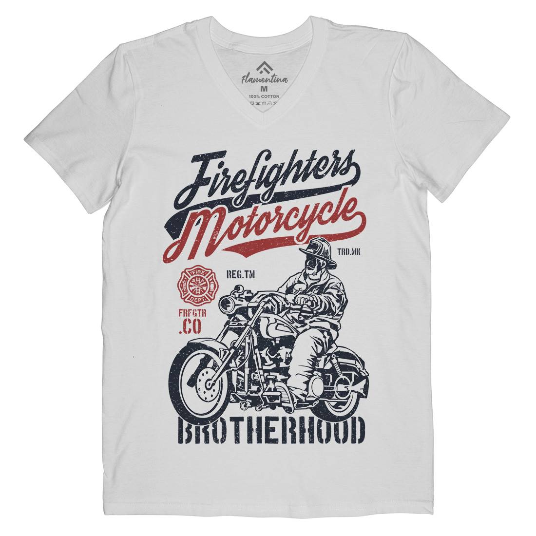 Motorcycle Mens V-Neck T-Shirt Firefighters A658