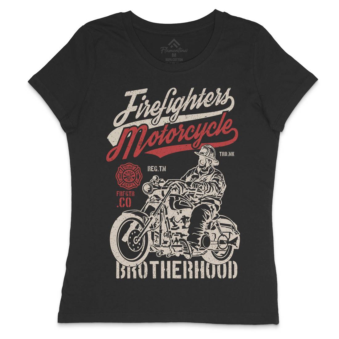 Motorcycle Womens Crew Neck T-Shirt Firefighters A658