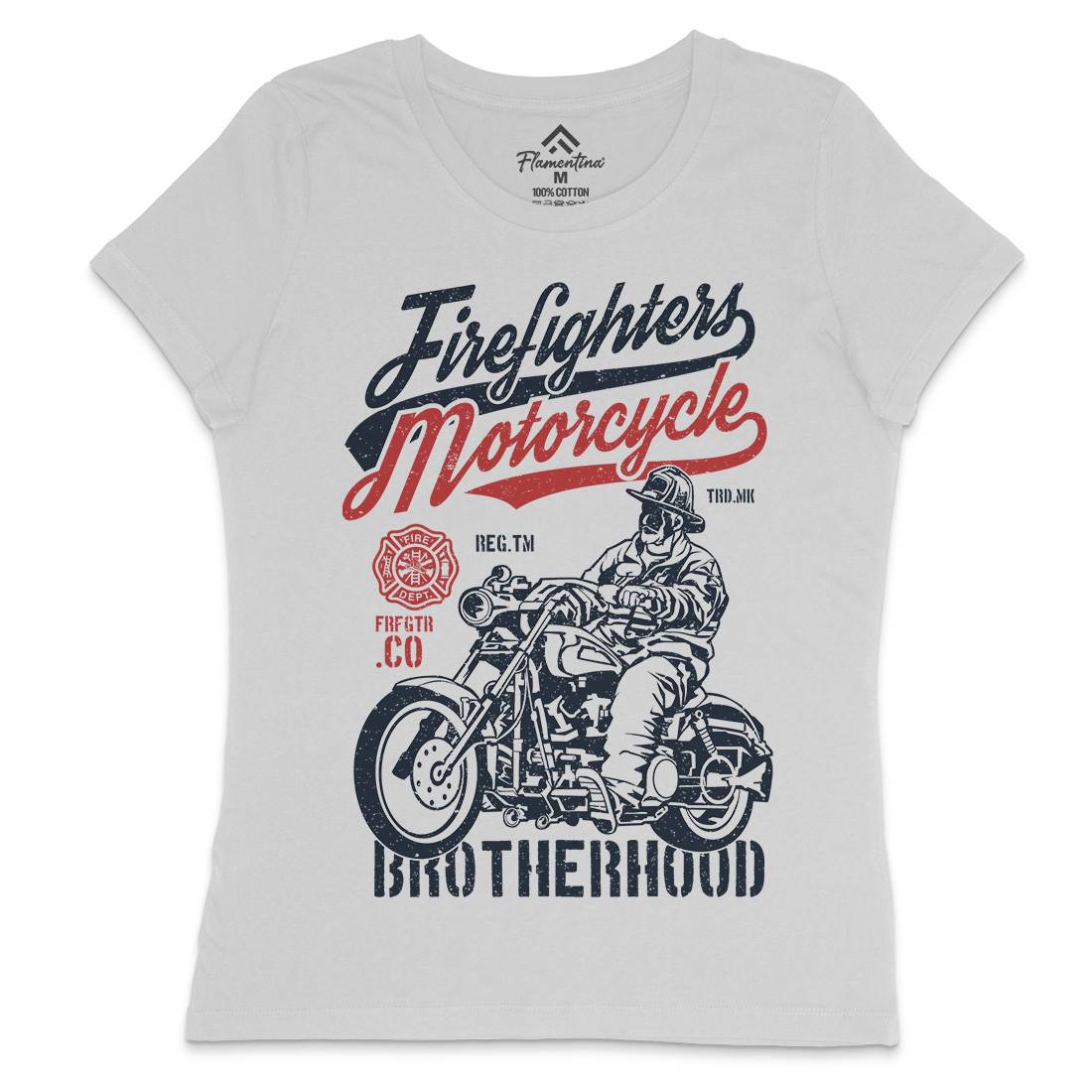 Motorcycle Womens Crew Neck T-Shirt Firefighters A658