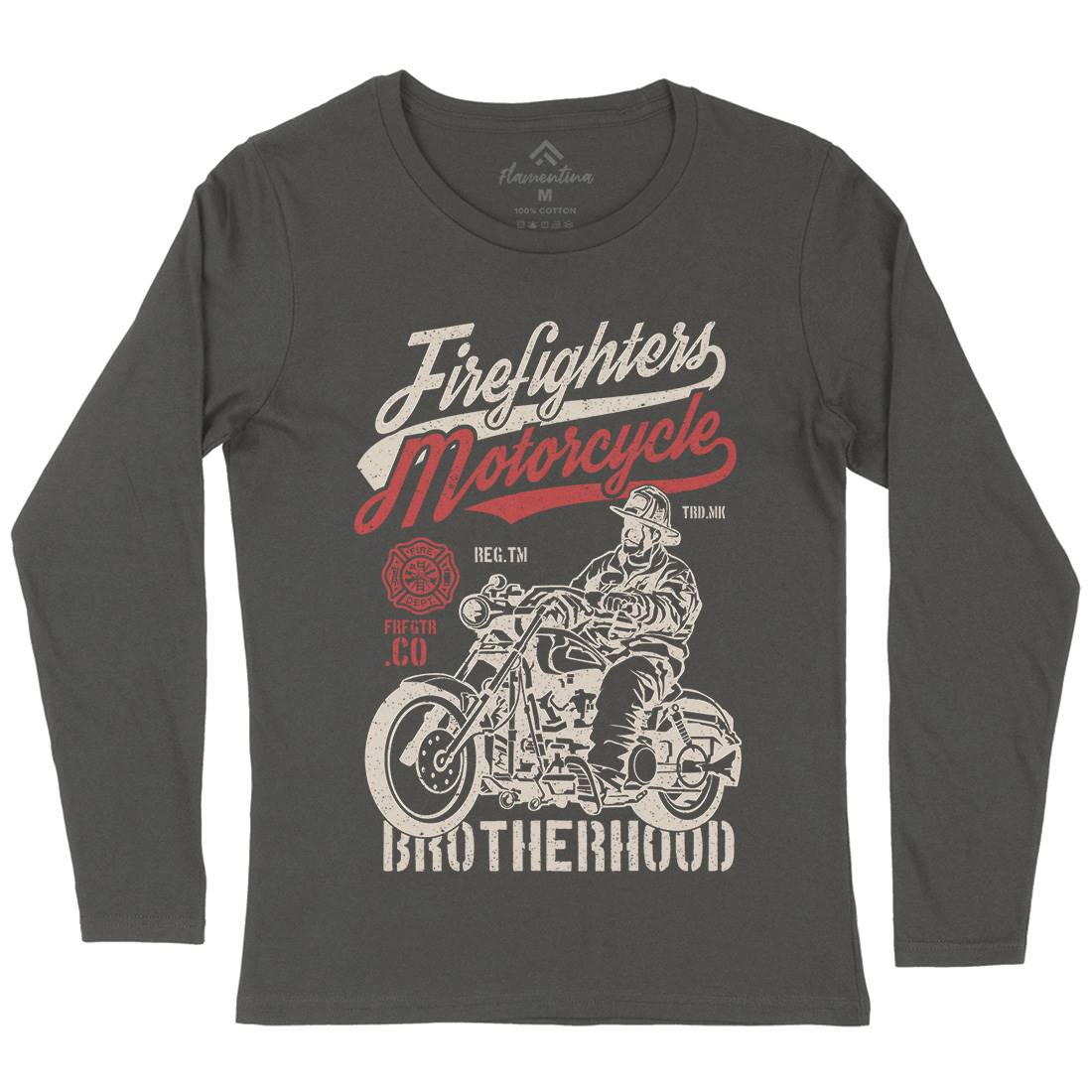 Motorcycle Womens Long Sleeve T-Shirt Firefighters A658